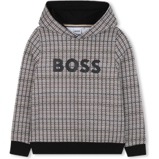 Rutiga Hoodies Barnkläder BOSS Kids Hoodie Cotton Blend Fleece Printed Pattern