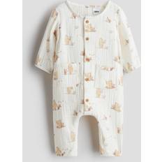 Vita Playsuits Barnkläder H&M Puh Mönstrad Bomull Romper - Vit/Nalle