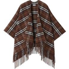 Wool Capes & Ponchos Burberry Check Wool Cashmere Cape - Treacle