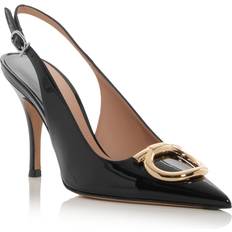 Ferragamo Pumps Ferragamo Läder Stilettklack Med Guld Detalj - Svart