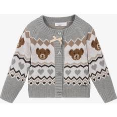 Grey Cardigans Children's Clothing Monnalisa Girls Teddy Bear Knitted Cardigan - Grey