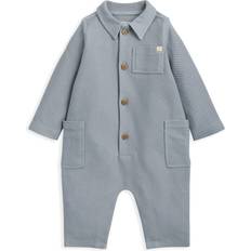 Bomuld Playsuits Mamas & Papas Vævet Romper Med Lommer Og Krave Blue Woven
