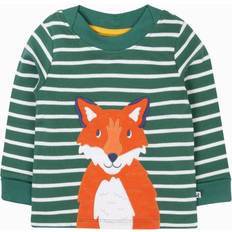 Green Striped Organic Cotton Long Sleeve Fox Top - Green