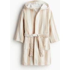 Randiga Morgonrockar H&M Badrock i Bomullsfrotté - Ljusbeige/Randig