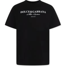 Boys Black Cotton T-Shirt With Contrasting White