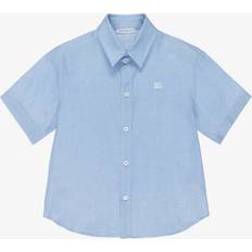 Short Sleeves Shirts Dolce & Gabbana Boys Sky Blue Dg Logo Linen Shirt 3 Year