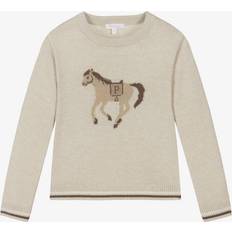Wool Knitted Sweaters Children's Clothing Patachou Boys Beige Wool Cashmere Knit Horse Jumper