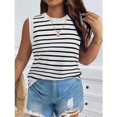 Stripes Tank Tops Shein Plus Size Summer Casual Simple Striped Tank Top