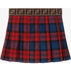 Red Skirts Children's Clothing Fendi Girls Red Wool Tartan Pleated Skirt - 6 Year