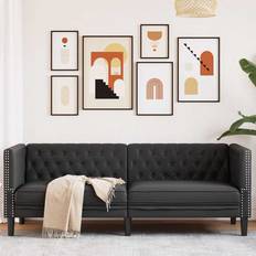 VidaXL Hörnsoffor vidaXL Chesterfieldsoffa Argyle Svart 194 x 74.5 x 70.5 cm Konstläder Soffa