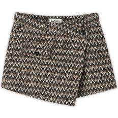 Beige Skirts Lanvin Girls Herringbone Cotton Skort - Beige/Black
