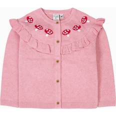 Pink Cardigans Children's Clothing Frugi Girls Pink Organic Cotton Mushroom Embroidered Cardigan