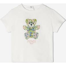 Florals T-shirts Children's Clothing Fendi Baby Girls Cotton Floral Teddy Bear T-Shirt - White