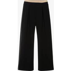 Wide-Leg Trousers With Constrasting Waistband - Black