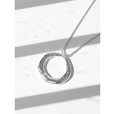 Womens Polished Abstract Long Open Pendant - Grey