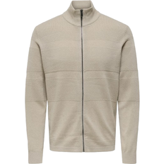 Beige - Men Cardigans Only & Sons Malik Knit Cardigan - Grey/Silver Lining