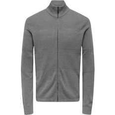 Grey - Men Cardigans Only & Sons Malik Knit Cardigan - Grey/Medium Grey Melange