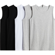 H&M Cotton Vest Tops 5-pack - Light Grey/Black (0752652021)