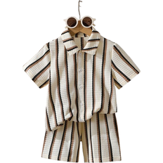 Multicoloured Other Sets Children's Clothing Shein Young BoyTextured Stripe Knit Shirt Set