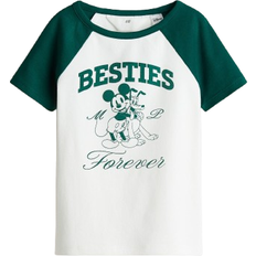 Mickey Mouse Overdele H&M Mouse Top Bomuld Trykt Motiv - Hvid/Mickey