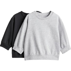 Bebisar Sweatshirts Barnkläder H&M Cotton Sweatshirts 2-pack - Black/Light Grey Marl (0764758041)