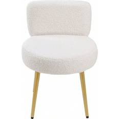 Shein Living And Home 1 Piece Faux Fur Cozy Vanity Stool With Metal Legs Cream Lounge Chair 60cm