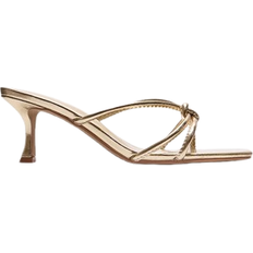 PrettyLittleThing Square Toe Knotted Heeled Mules - Gold