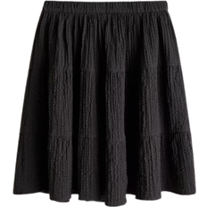 H&M Tiered Seersucker Skirt - Dark Grey (1228615002)