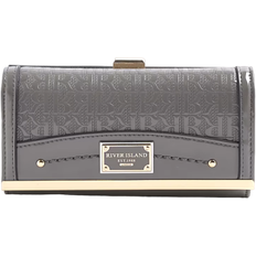River Island Patent Ri Monogram Panelled Purse - Grey