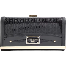 River Island Patent Ri Monogram Panelled Purse - Black