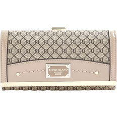 Beige Wallets River Island Patent Ri Monogram Panelled Purse - Beige