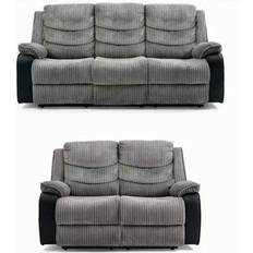 Luxury Life Roma Jumbo Cord Grey/Black Sofa 2 Seater, 3 Seater