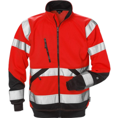 UV-skydd Arbetsjackor Fristads 7426 SHV High Vis Sweatshirt Jacket - Red/Black