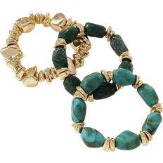Shein 3pcs Set Vintage Boho Chunky Thick Multi-Layer Brown Acrylic Beaded Bracelets For Women