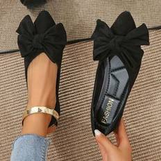 Low Shoes Temu Bowknot Decor Flat Toe Slip On Shoes - Lightweight