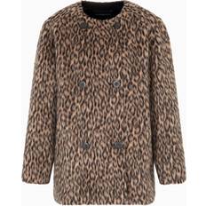 Coats Emporio Armani Double Breasted Animal Print Wool Blend Pea Coat