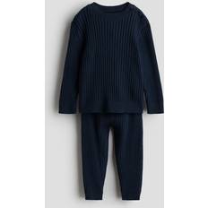 Cotton Other Sets H&M Baby 2-Piece Rib-Knit Cotton Set - Navy Blue