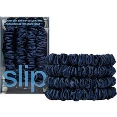 Pure Silk Skinny Scrunchies Navy 4 Stk