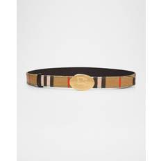 Burberry Bælter Burberry Reversible Check Knight Stamp Belt - Sand/Peat/Gold