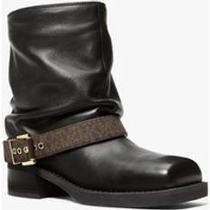 Michael Kors Dam Ankelboots Michael Kors Leather Signature Logo Ankle Boot - Brown