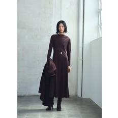 Mango Dam Klänningar Mango A-Line Dress With Asymmetrical Neckline - Brown