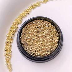 Nagelprodukter Shein Black Friday Gold Bead Nail Art Charms, 1box 3D Nail Art Rhinestones Caviar Bead Decorations DIY Nail Crafts