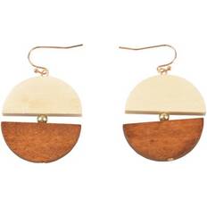 Brown - Women Earrings Sodial Small Fresh Matching Wood Semi-circular Stitching Earrings - G9x86829