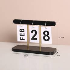 Modernes Minimalistisches Holzornament Ewiger Kalender Schwarz