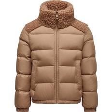 Beige Jackets Moncler Vard Teddy-Trimmed Down Jacket - Beige