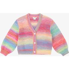 Recycled Materials Cardigans Children's Clothing Stella McCartney Kids Girls Pink Rainbow Cardigan With Love Embroidery