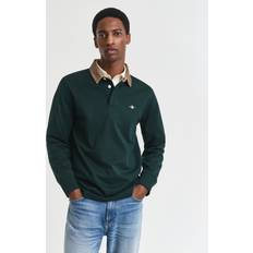 Corduroy Polo Shirts Gant Corduroy Collar Heavy Rugger Polo - Tartan Green