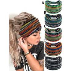 Stripes Headbands Shein Boho Yoga Elastic Headbands Sweat-Absorbing Stretchy - For Women