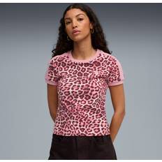 Puma Rosa Överdelar Puma T7 Leo Luxe Slim Tee Women Poised Pink Ruby Shimmer - Rosa