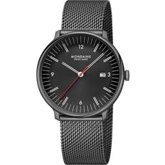 Ure Mondaine Doppio Quartz Black Dial Steel Watch 41mm